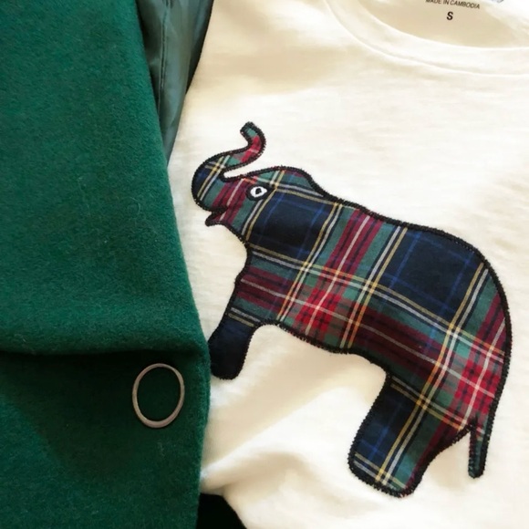 J. Crew Factory Tops - J. Crew Collection women's tartan plaid elephant top small